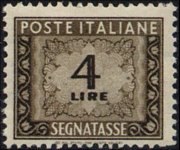 Italia 1947 - serie Cifra in ornato - filigrana ruota alata: 4 L