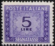 Italia 1947 - serie Cifra in ornato - filigrana ruota alata: 5 L