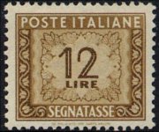 Italia 1947 - serie Cifra in ornato - filigrana ruota alata: 12 L