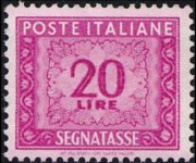 Italia 1947 - serie Cifra in ornato - filigrana ruota alata: 20 L