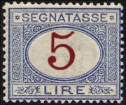 Italia 1870 - serie Cifra in un ovale: 5 L