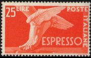 Italy 1945 - set Democratic set - winged wheel watermark: 25 L