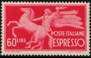 Italia 1945 - serie Democratica - filigrana ruota alata: 60 L