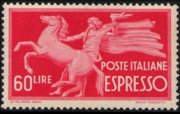 Italy 1945 - set Democratic set - winged wheel watermark: 60 L