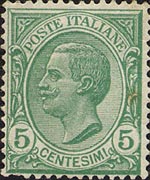 Italia 1906 - serie Effigie di Vittorio Emanuele III - tipo Leoni: 5 c