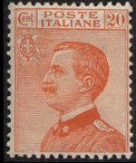 Italia 1908 - serie Effigie di Vittorio Emanuele III - tipo Michetti a sinistra: 20 c