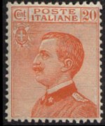 Italy 1908 - set Portrait of Victor Emmanuel III - left Michetti type: 20 c