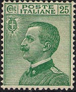 Italia 1908 - serie Effigie di Vittorio Emanuele III - tipo Michetti a sinistra: 25 c
