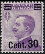Italia 1908 - serie Effigie di Vittorio Emanuele III - tipo Michetti a sinistra: 30 c su 50 c