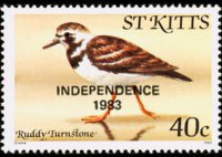 Saint Kitts 1983 - serie Uccelli - soprastampati: 40 c