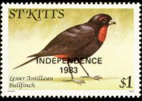Saint Kitts 1983 - serie Uccelli - soprastampati: 1 $