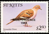 Saint Kitts 1983 - serie Uccelli - soprastampati: 2,50 $