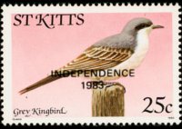 Saint Kitts 1983 - serie Uccelli - soprastampati: 25 c