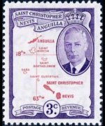 Saint Kitts e Nevis 1952 - serie Re Giorgio VI e vedute: 3 c