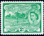 Saint Kitts e Nevis 1954 - serie Regina Elisabetta II e vedute: 2 c