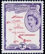 Saint Kitts e Nevis 1954 - serie Regina Elisabetta II e vedute: 3 c