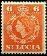 Santa Lucia 1953 - serie Regina Elisabetta II e stemma: 6 c