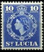 Santa Lucia 1953 - serie Regina Elisabetta II e stemma: 10 c