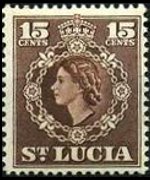 Santa Lucia 1953 - serie Regina Elisabetta II e stemma: 15 c