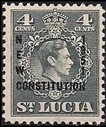 Santa Lucia 1949 - serie Re Giorgio VI e stemma: 4 c