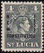 Saint Lucia 1949 - set King George VI and coat of arms: 4 c