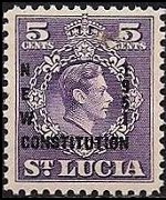 Santa Lucia 1949 - serie Re Giorgio VI e stemma: 5 c