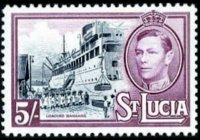 Santa Lucia 1938 - serie Re Giorgio VI e vedute: 5 sh