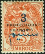 Marocco 1914 - serie Allegorie - soprastampati: 3 c su 3 c