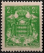 Monaco 1937 - serie Stemma dei Grimaldi: 2 c