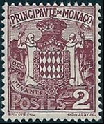 Monaco 1924 - serie Stemma della famiglia Grimaldi: 2 c