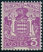 Monaco 1924 - serie Stemma della famiglia Grimaldi: 3 c