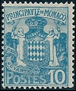Monaco 1924 - serie Stemma della famiglia Grimaldi: 10 c