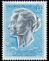 Monaco 1966 - serie Principe Ranieri III e Principessa Grace: 5,00 fr
