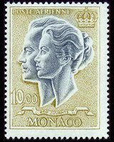 Monaco 1966 - serie Principe Ranieri III e Principessa Grace: 10,00 fr