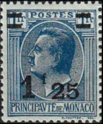 Monaco 1924 - set Prince Louis II: 1,25 fr su 1 fr