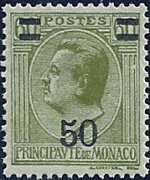 Monaco 1924 - serie Principe Luigi II: 50 c su 60 c