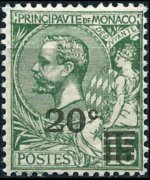 Monaco 1891 - serie Principe Alberto I: 20 c su 15 c