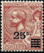 Monaco 1891 - serie Principe Alberto I: 25 c su 10 c