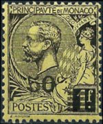 Monaco 1891 - serie Principe Alberto I: 50 c su 1 fr