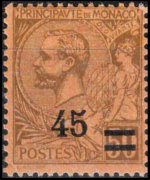 Monaco 1891 - serie Principe Alberto I: 45 c su 50 c