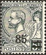Monaco 1891 - serie Principe Alberto I: 85 c su 5 fr