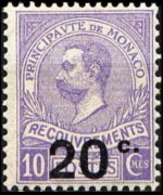 Monaco 1911 - serie Principe Alberto I: 20 c su 10 c