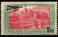 Monaco 1933 - serie Vedute: 1,50 fr su 5 fr