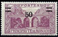 Monaco 1925 - serie Vedute: 50 c su 1,05 fr