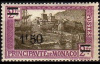 Monaco 1925 - serie Vedute: 1,50 fr su 2 fr