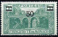 Monaco 1925 - serie Vedute: 50 c su 1,10 fr
