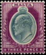 Malta 1903 - serie Re Edoardo VII: 3 p