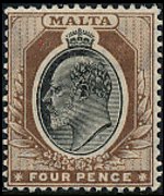 Malta 1903 - serie Re Edoardo VII: 4 p