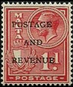 Malta 1928 - set King George V and various subjects - overprinted: 1 p