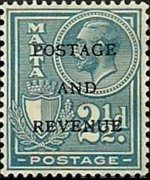 Malta 1928 - serie Re Giorgio V e soggetti vari - soprastampati: 2½ p